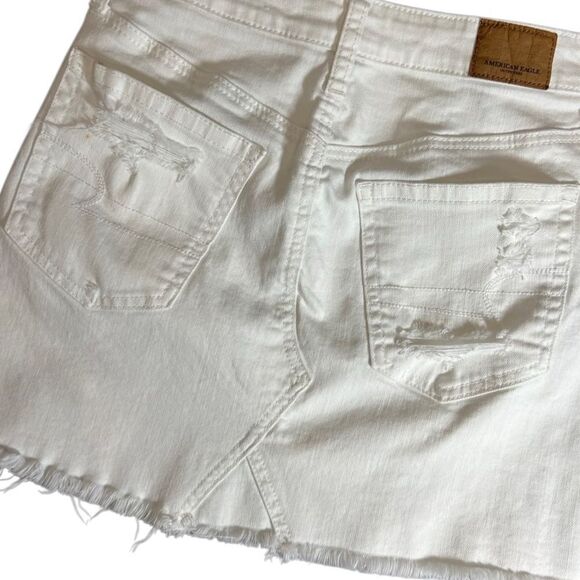 American Eagle high rise festival mini skirt White Distressed Denim Size 00 - Picture 6 of 13